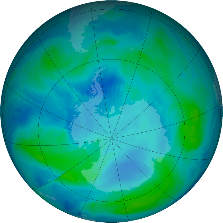 Antarctic ozone map for 23 February 2000